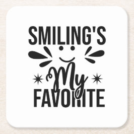 Posavasos Cuadrado De Papel Sonreír es mi favorito, sonreír es mi favorito