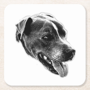 Posavasos Cuadrado De Papel Sonriente Pitbull combina la montaña rusa de arte