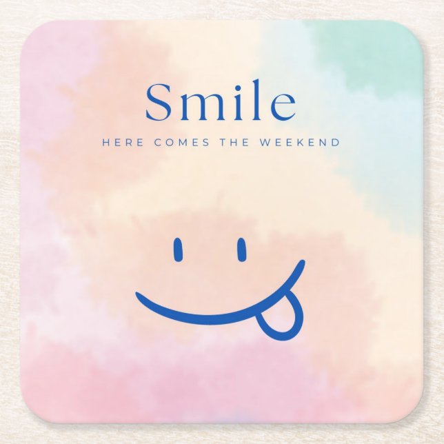 Posavasos Cuadrado De Papel Sonrisa (Anverso)