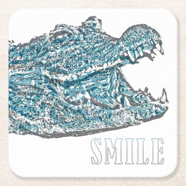 Posavasos Cuadrado De Papel Sonrisa cocodrilo (Anverso)