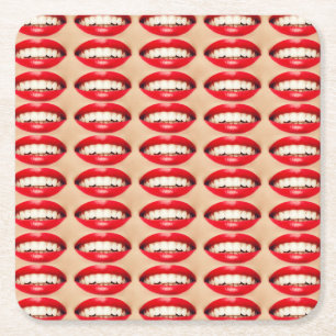 Posavasos Cuadrado De Papel Sonrisa perfecta Femme Fatale Pop-art