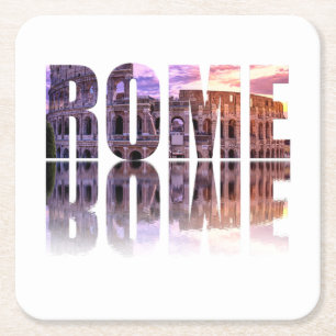 Posavasos Cuadrado De Papel Sopa de texto de Roma