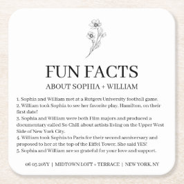 Posavasos Cuadrado De Papel Sophia Modern Wedding Recepcion Fun Facts