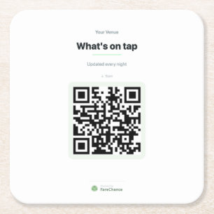 Posavasos Cuadrado De Papel Soporte de código QR para restaurantes y cafés