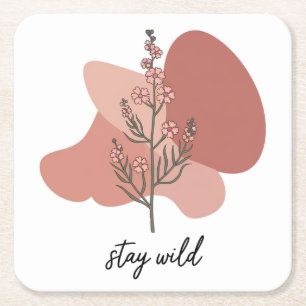 Posavasos Cuadrado De Papel Soporte de papel de diseño floral silvestre
