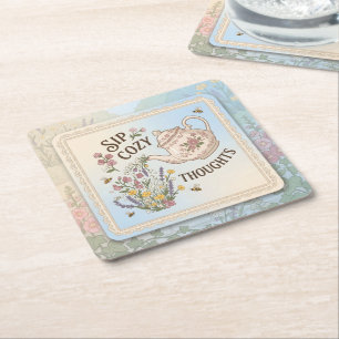 Posavasos Cuadrado De Papel Sorber Pensamientos Acogedores