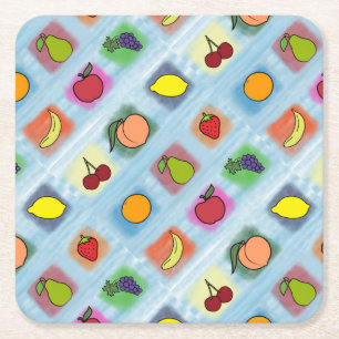 Posavasos Cuadrado De Papel Sorpresa de frutas