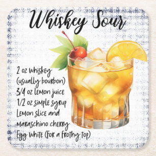Posavasos Cuadrado De Papel Sour de Whisky