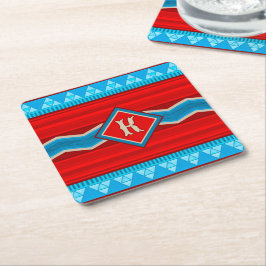 Posavasos Cuadrado De Papel Southwest River Canyon Red Turquoise Monogrammed