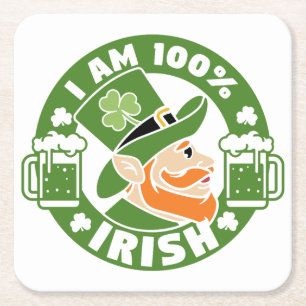 Posavasos Cuadrado De Papel Soy 100% irlandés