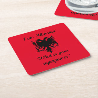 Posavasos Cuadrado De Papel Soy albanés, ¿cuál es tu superpotencia?