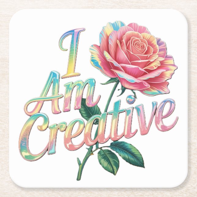 Posavasos Cuadrado De Papel Soy Creativo Conjunto De Semillas De Rosas Rosa (Anverso)