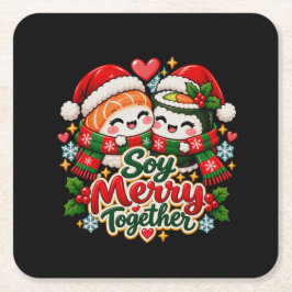 Posavasos Cuadrado De Papel Soy Merry Together Kawaii Sushi 