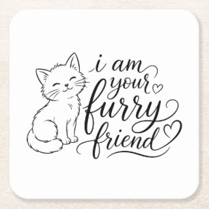 Posavasos Cuadrado De Papel Soy tu amigo peludo Diseño de mascota linda