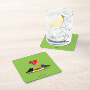 Posavasos Cuadrado De Papel Spaghetti Meatball Romantic Date