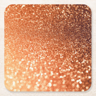Posavasos Cuadrado De Papel Sparkling Ombre Copper Shiny Trendy Purpurina