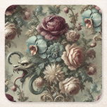 Posavasos Cuadrado De Papel Spellhound - Cojín decorativo barroco floral gótic<br><div class="desc">Sumado a las raíces del mito antiguo y el esplendor sobrepasado, el elector de ortografía prosigue bajo rosas, dahlias y orquídeas marchitadoras. A través de la barandilla barroca y la descomposición de los pájaros, esta grotesca escarpada emerge de la flor y la sombra —su lengua rizada como una cantación olvidada....</div>