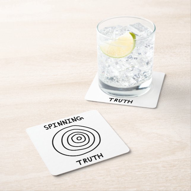 Posavasos Cuadrado De Papel Spinning Truth (In situ)
