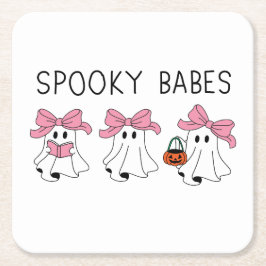 Posavasos Cuadrado De Papel Spooky babes cute ghost