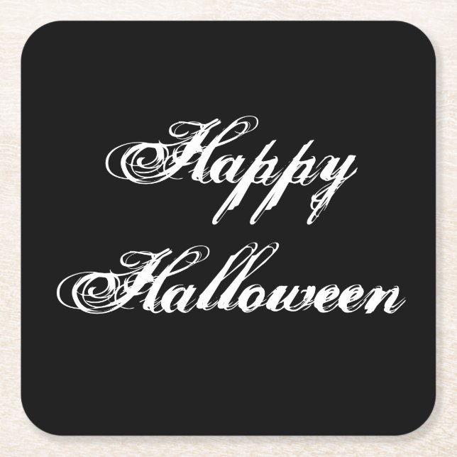 Posavasos Cuadrado De Papel Spooky Happy Halloween Paper Coaster (Anverso)