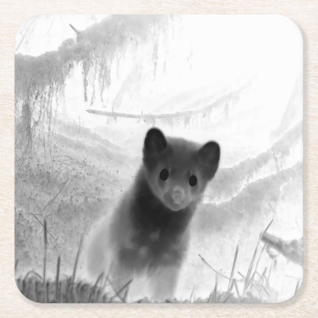 Posavasos Cuadrado De Papel Spooky Pine Marten Coaster (Anverso)