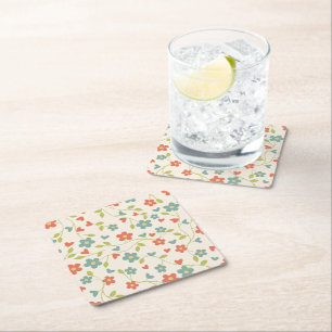 Posavasos Cuadrado De Papel Spring Flowers Paper Coaster