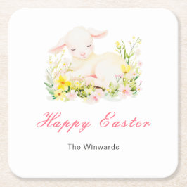 Posavasos Cuadrado De Papel Spring Lamb Easter Brunch