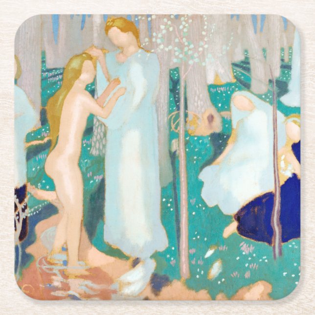 Posavasos Cuadrado De Papel Springtime, Maurice Denis (Anverso)