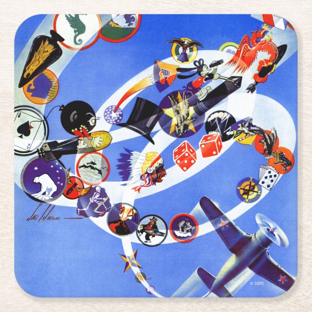 Posavasos Cuadrado De Papel Squadron Insignia (Anverso)