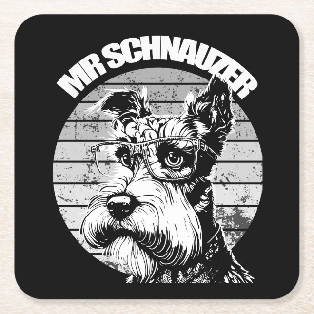 Posavasos Cuadrado De Papel Sr. Schnauzer (Anverso)