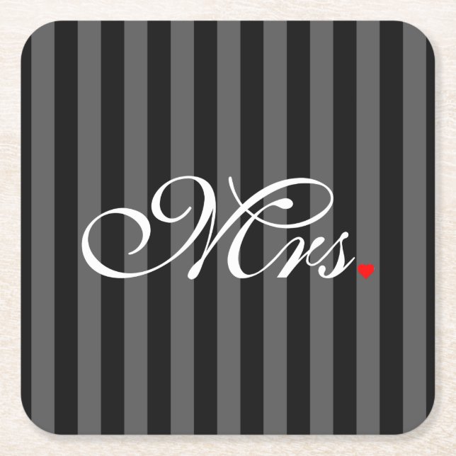 Posavasos Cuadrado De Papel Sra. Esposa Novia Sus Hijos (Anverso)