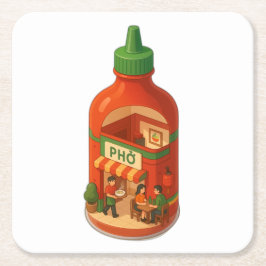 Posavasos Cuadrado De Papel Sriracha Pho Shop