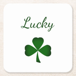 Posavasos Cuadrado De Papel St. Patrick's Day Lucky Green Shamrock