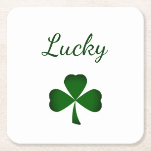 Posavasos Cuadrado De Papel St. Patrick's Day Lucky Green Shamrock