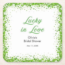 Posavasos Cuadrado De Papel St Patrick's Day Lucky in Love Bridal Shower