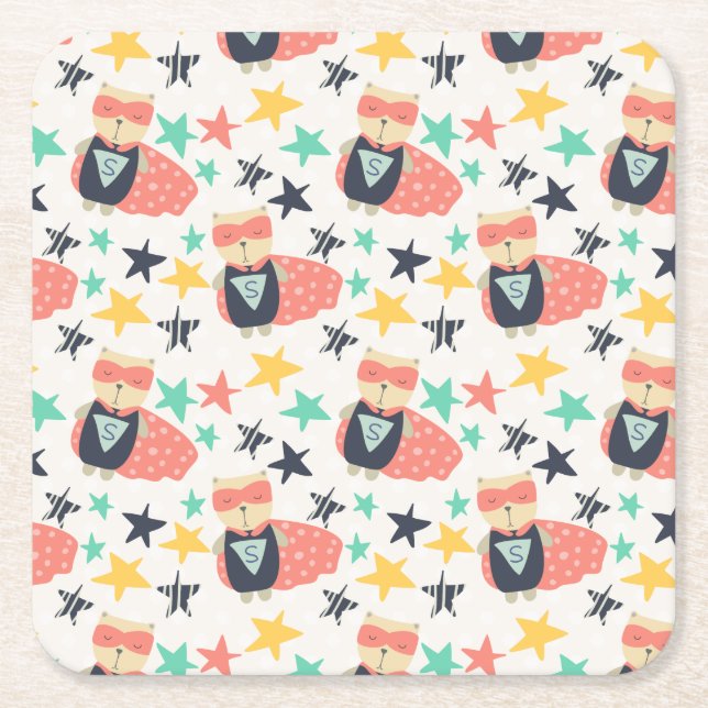 Posavasos Cuadrado De Papel Star Super Héroe (Anverso)