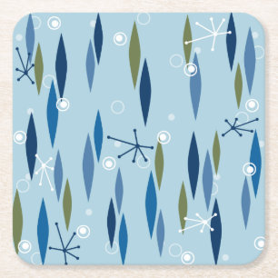 Posavasos Cuadrado De Papel Starburst azul y verde del estilo moderno de los