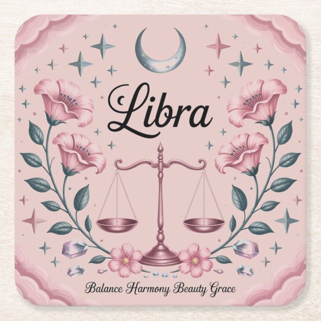 Posavasos Cuadrado De Papel Starry Libra Balance Harmony Coaster Set (Anverso)