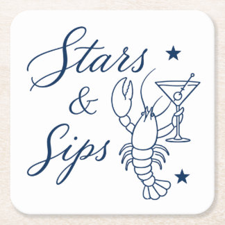 Posavasos Cuadrado De Papel Stars & Sips América 250 Langosta Verano Costero