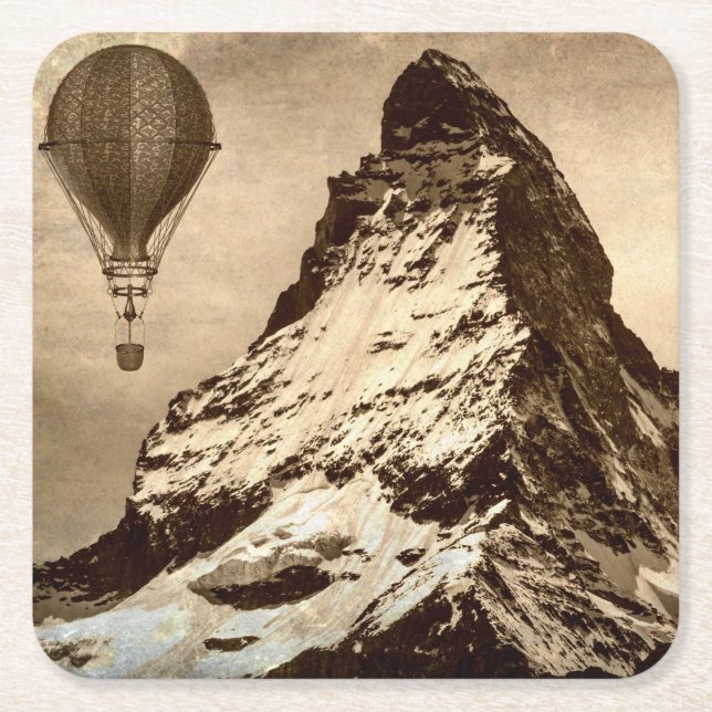 Posavasos Cuadrado De Papel Steampunk Matterhorn (Anverso)