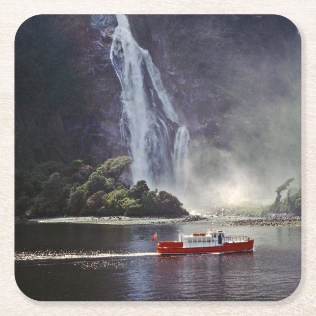 Posavasos Cuadrado De Papel Stirling cae en sonido Milford - Nueva Zelanda (Anverso)