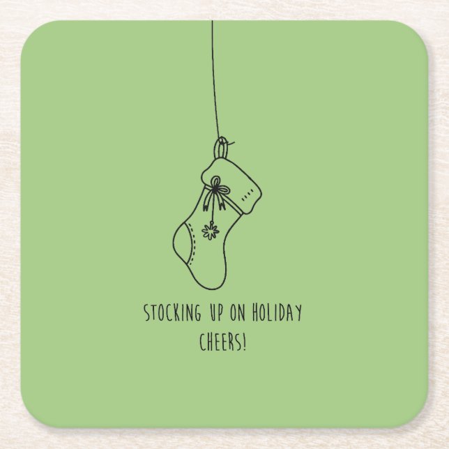 Posavasos Cuadrado De Papel Stocking up on holiday cheers! (Anverso)