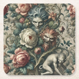 Posavasos Cuadrado De Papel Strangers in the Park at Night – Gothic Victorian