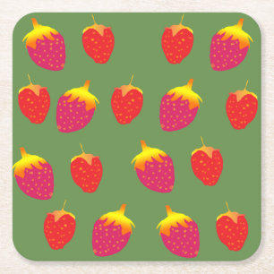 Posavasos Cuadrado De Papel Strawberries Coasters