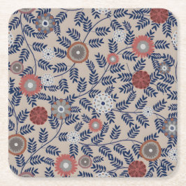 Posavasos Cuadrado De Papel Stunning Teal and Magenta Foliage Pattern 