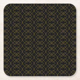 Posavasos Cuadrado De Papel Stylish Gold Geometric Box Design Black