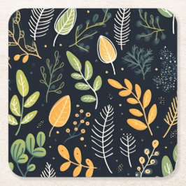 Posavasos Cuadrado De Papel Stylish Green and Yellow Foliage Pattern 