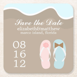 Posavasos Cuadrado De Papel Su boda en la playa y la suya