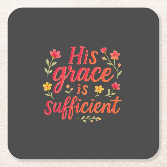 Posavasos Cuadrado De Papel Su gracia es suficiente (Anverso)