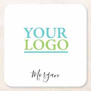 Posavasos Cuadrado De Papel Su logotipo/arte/foto, nombre en letra cursiva neg